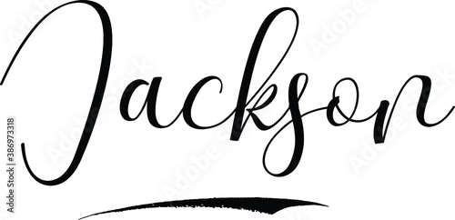 Jackson-Male Name Cursive Calligraphy on White Background