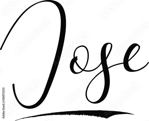Jose-Male Name Cursive Calligraphy on White Background