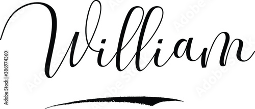 William -Male Name Cursive Calligraphy on White Background