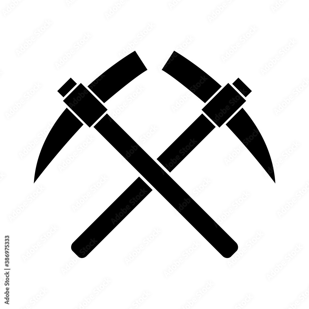Pickaxe icon, logo isolated on white background Pickaxe icon, logo isolated on white background