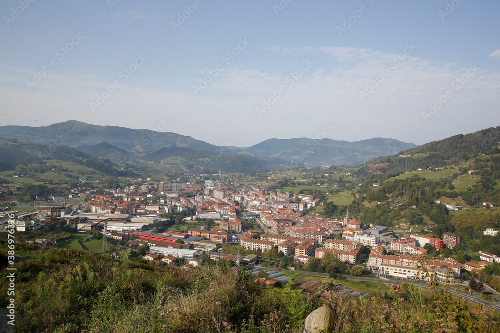 panoramica de Azpeitia, pueblo del Gipuzkoa en el Pais Vasco (Spain)