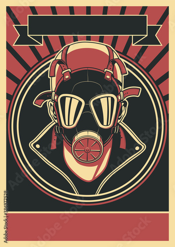 Gas Mask Retro Style Propaganda Poster 