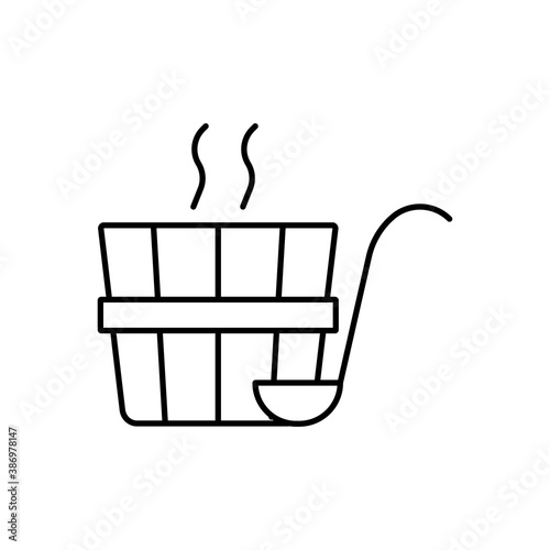 pail and ladle icon element of bathhouse icon for mobile concept and web apps. Thin line pail and ladle icon can be used for web and mobile. Premium icon on white background