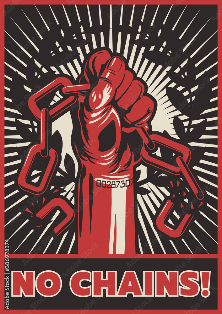 Poster No Chains, Freedom and Equality, Resistance and Fight Retro ...