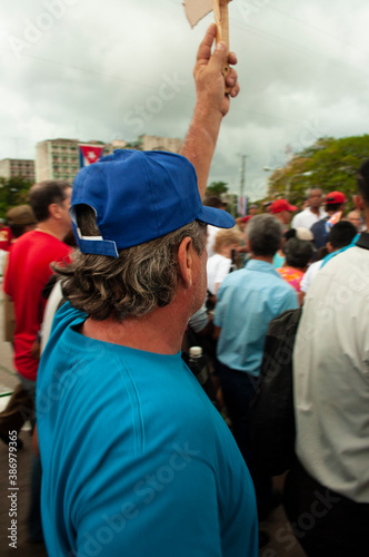 Man raising his hand in a peaceful manifestation