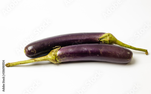 Two long aubergine isolated on white background