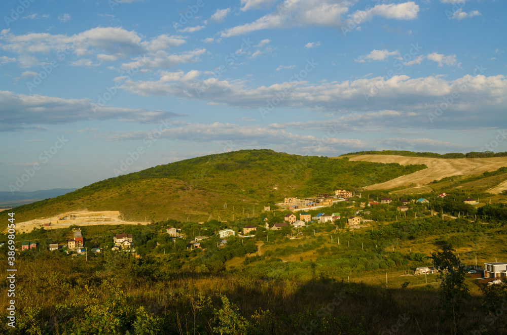 View of the hills of the region, at sunset