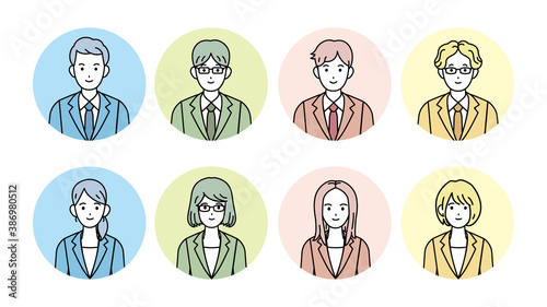 男性　女性　シンプルなアイコンセット　カラフル