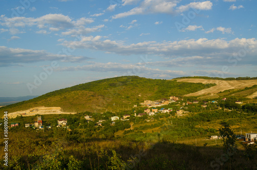View of the hills of the region, at sunset