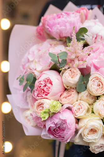 Flower composition. Macro photo. Wedding decor. A Beautiful bouquet of fresh flowers.