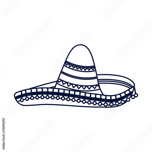 traditional mexican mariachi hat line style icon
