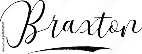 Braxton -Male Name Cursive Calligraphy on White Background