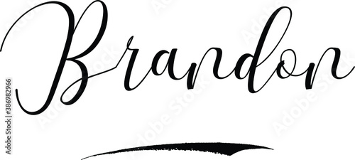 Brandon -Male Name Cursive Calligraphy on White Background