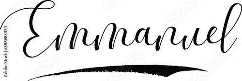 Photos Emmanuel -Male Name Cursive Calligraphy on White Background