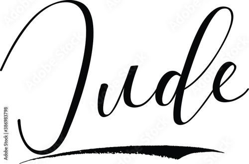 Jude -Male Name Cursive Calligraphy on White Background