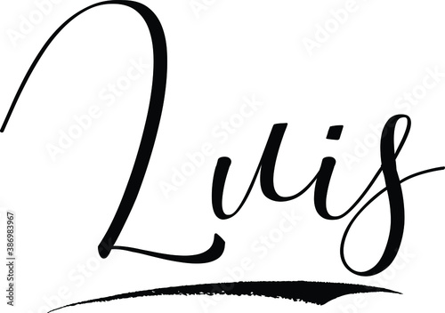 Luis -Male Name Cursive Calligraphy on White Background