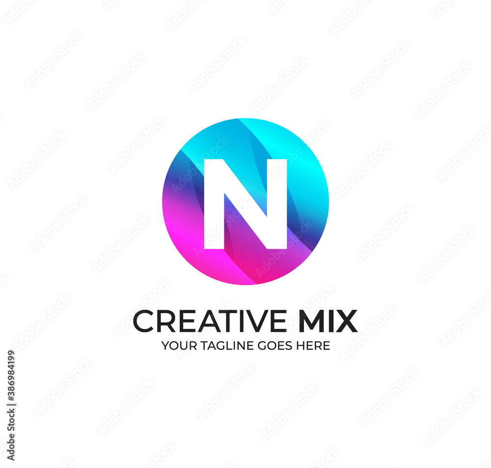 N Alphabet Colorfull Logo Design Concept N Alphabet Colorfull Logo Design Concept