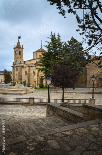 San Francisco monastery in the medieval village of Molina de Aragón on a cloudy day, Guadalajara, Spain