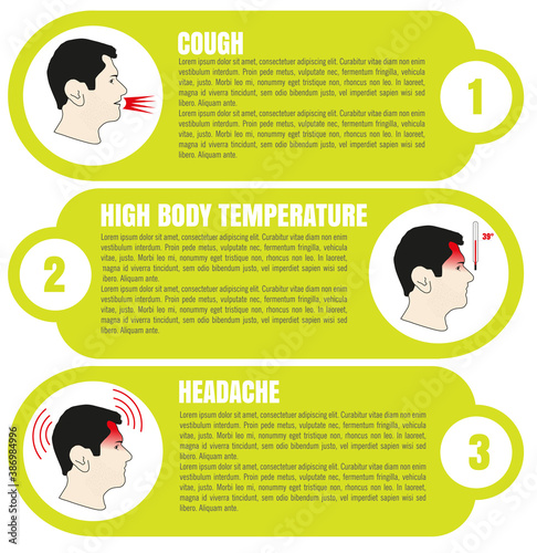 Vector background with coronavirus and covid-19 symptom pictograms