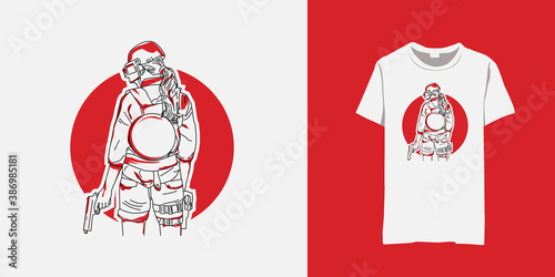 Girl battleground soldier t shirt design for apparel and clothing business