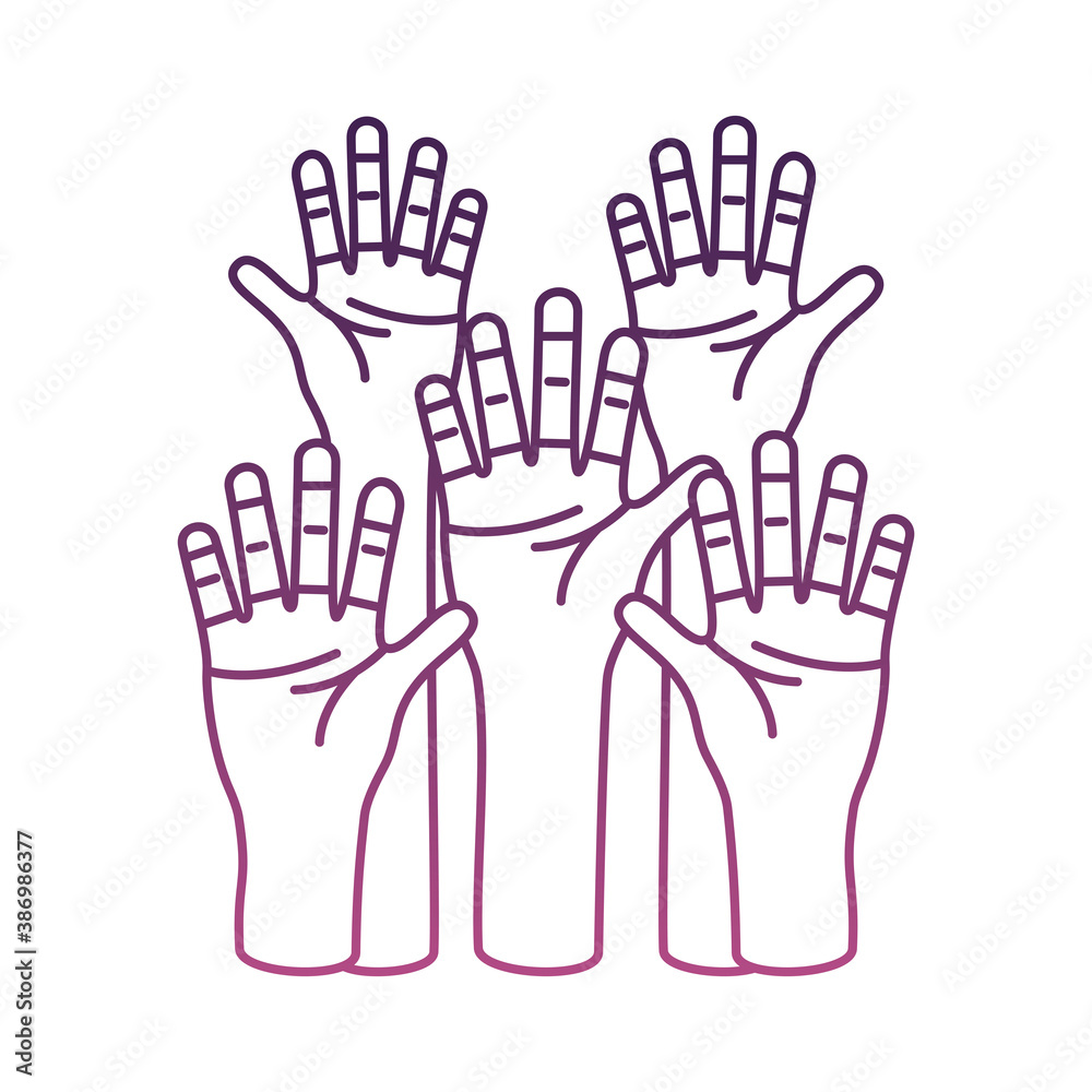 Obraz premium hands humans protesting line style icon