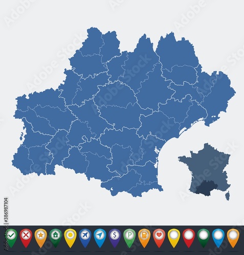 Set maps of Occitanie region