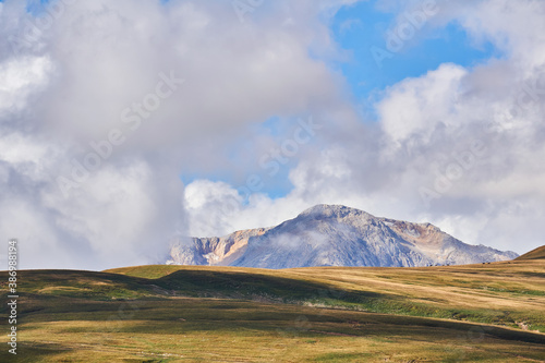 natural landscape with a beautiful mountain range on the horizon © Evgeny