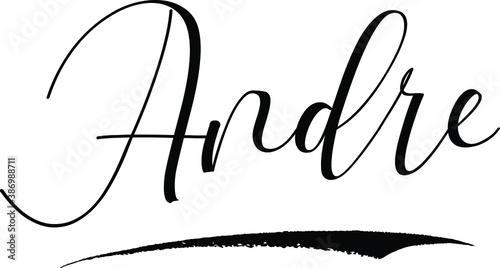 Andre -Male Name Cursive Calligraphy on White Background