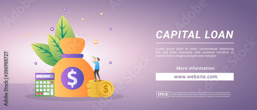 Business capital loan banner with interest, online money loan. Banners for promotional media