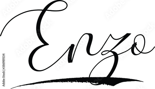  Enzo -Male Name Cursive Calligraphy on White Background photo