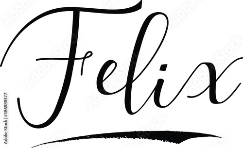  Felix -Male Name Cursive Calligraphy on White Background