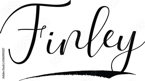  Finley -Male Name Cursive Calligraphy on White Background