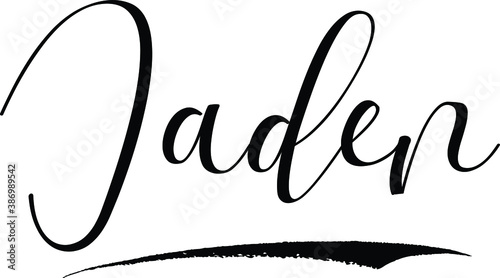  Jaden -Male Name Cursive Calligraphy on White Background photo