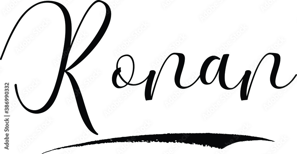 Ronan -Male Name Cursive Calligraphy on White Background Ronan -Male Name Cursive Calligraphy on White Background