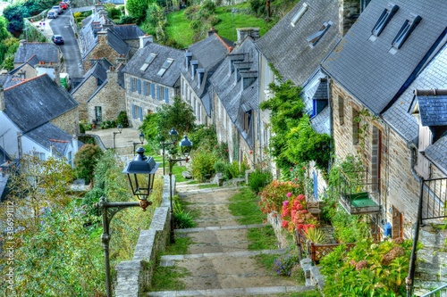 The beautiful street of the Brelevenez stairs in Lannion. Britta,y in France photo