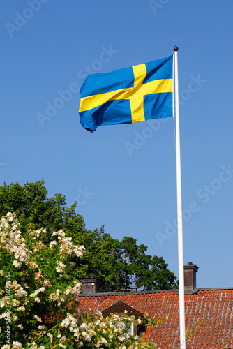 Hoisted Swedish flag