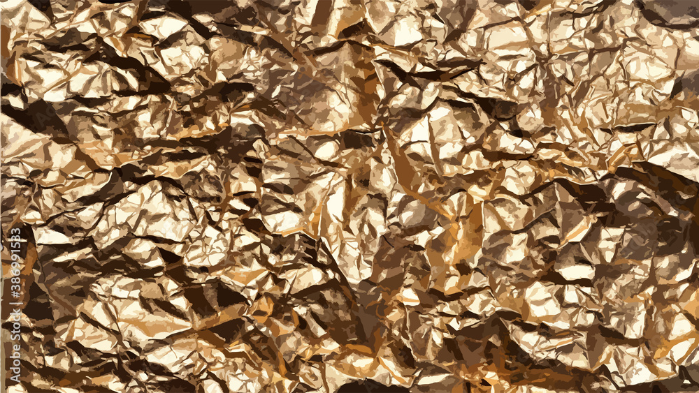 Crumpled gold paper. texture for graphic design. Vector illustration Crumpled gold paper. texture for graphic design. Vector illustration