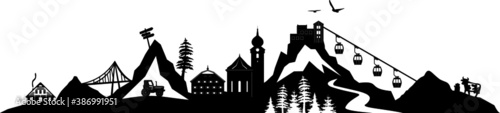 SAALBACH Hinterglemm Austria Summer Silhouette Vector