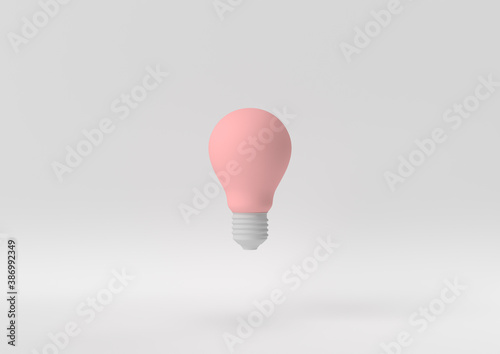 Creative minimal paper idea. Concept white and pink bulb with white background. 3d render, 3d illustration.