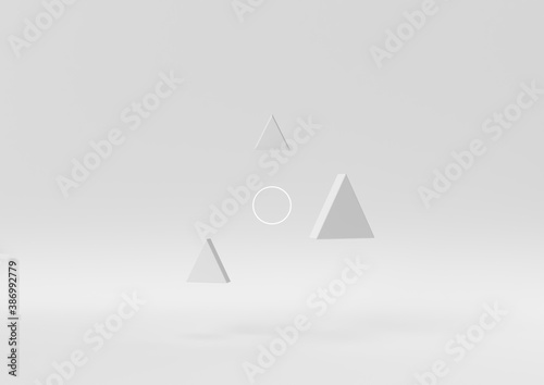 Creative minimal paper idea. Concept white geometry shape with white background. 3d render, 3d illustration.