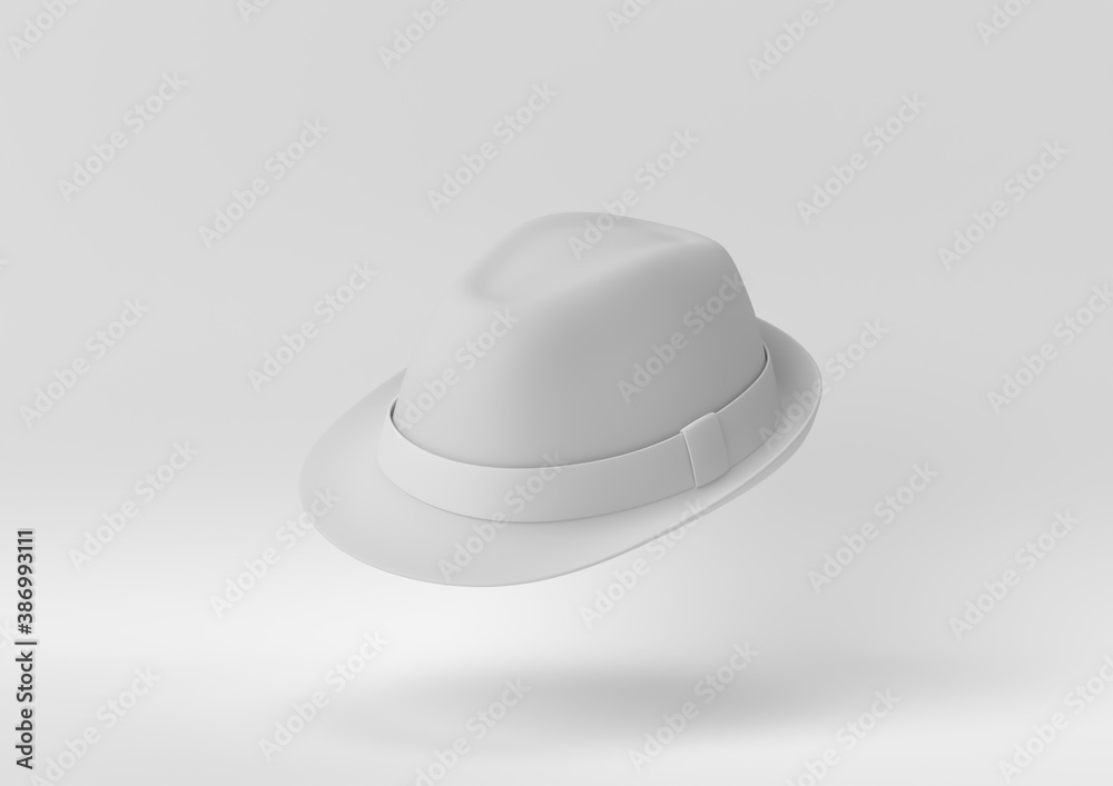 Creative minimal paper idea. Concept white hat with white background. 3d render, 3d illustration. Creative minimal paper idea. Concept white hat with white background. 3d render, 3d illustration.