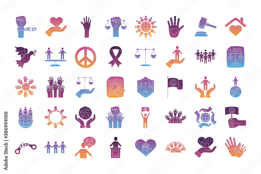 bundle of human rights silhouette style set icons bundle of human rights silhouette style set icons