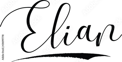 Elian -Male Name Cursive Calligraphy on White Background photo
