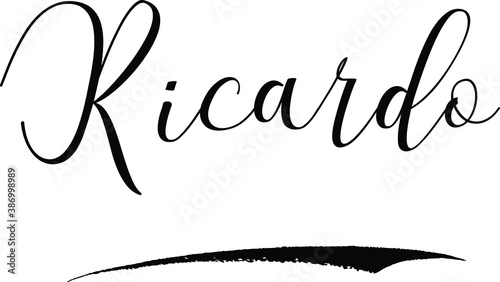 Ricardo -Male Name Cursive Calligraphy on White Background