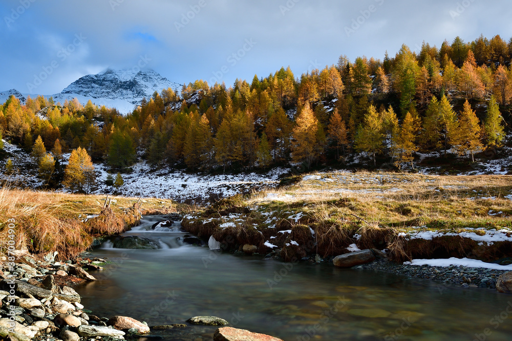 Pizzo Scalino Mountain dressed by autumn colors. Pizzo Scalino Mountain dressed by autumn colors.