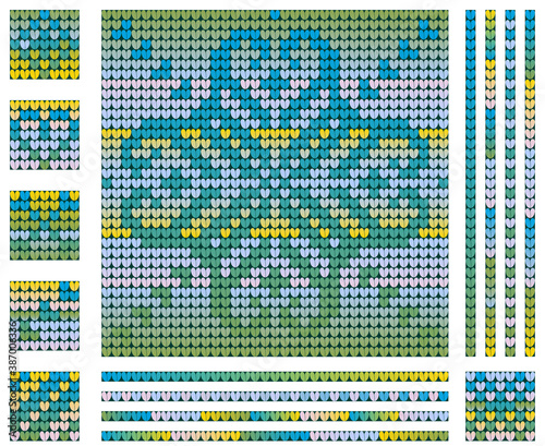Gradient Green Blue Colors Christmas knitting pattern
