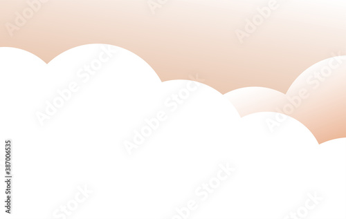 Background with cloudy sky. Banner template with free space. Vector cartoon illustration.