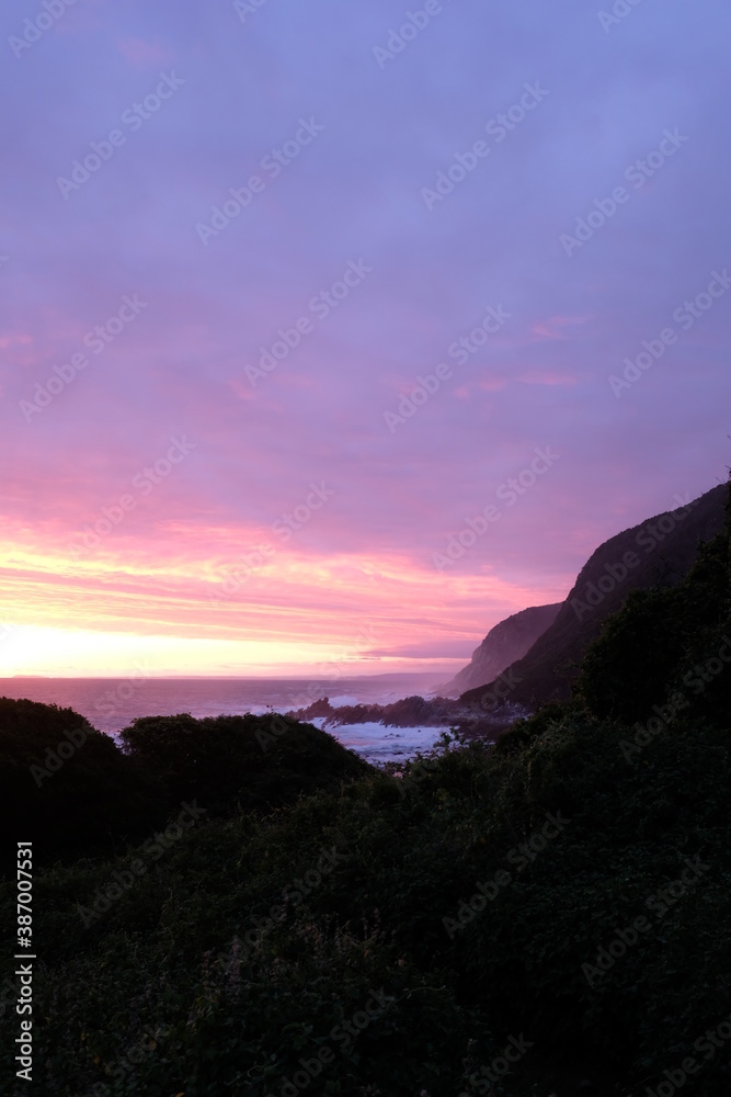 Colorful sunset at coastline