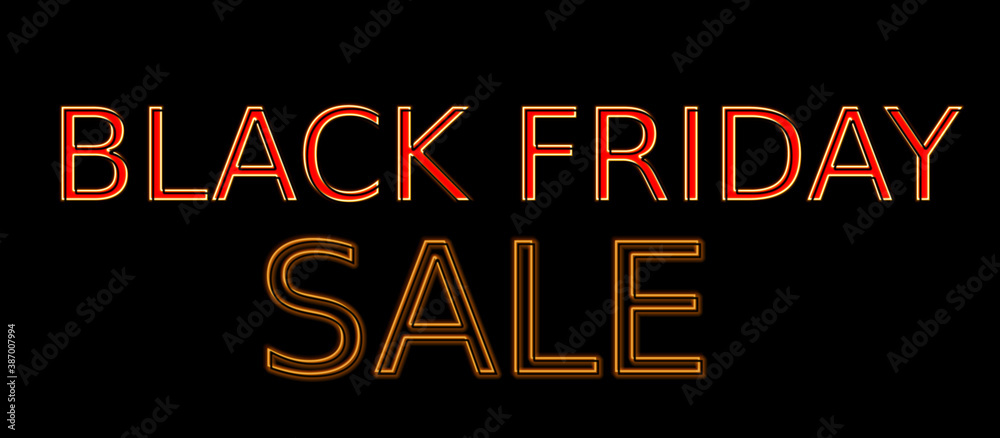 Sale, Black Friday, text on a black background. Trade concept, banner, store advertising, invitation template.