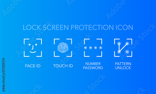 Lock screen protection icon. Lock screen protection for mobile app design.